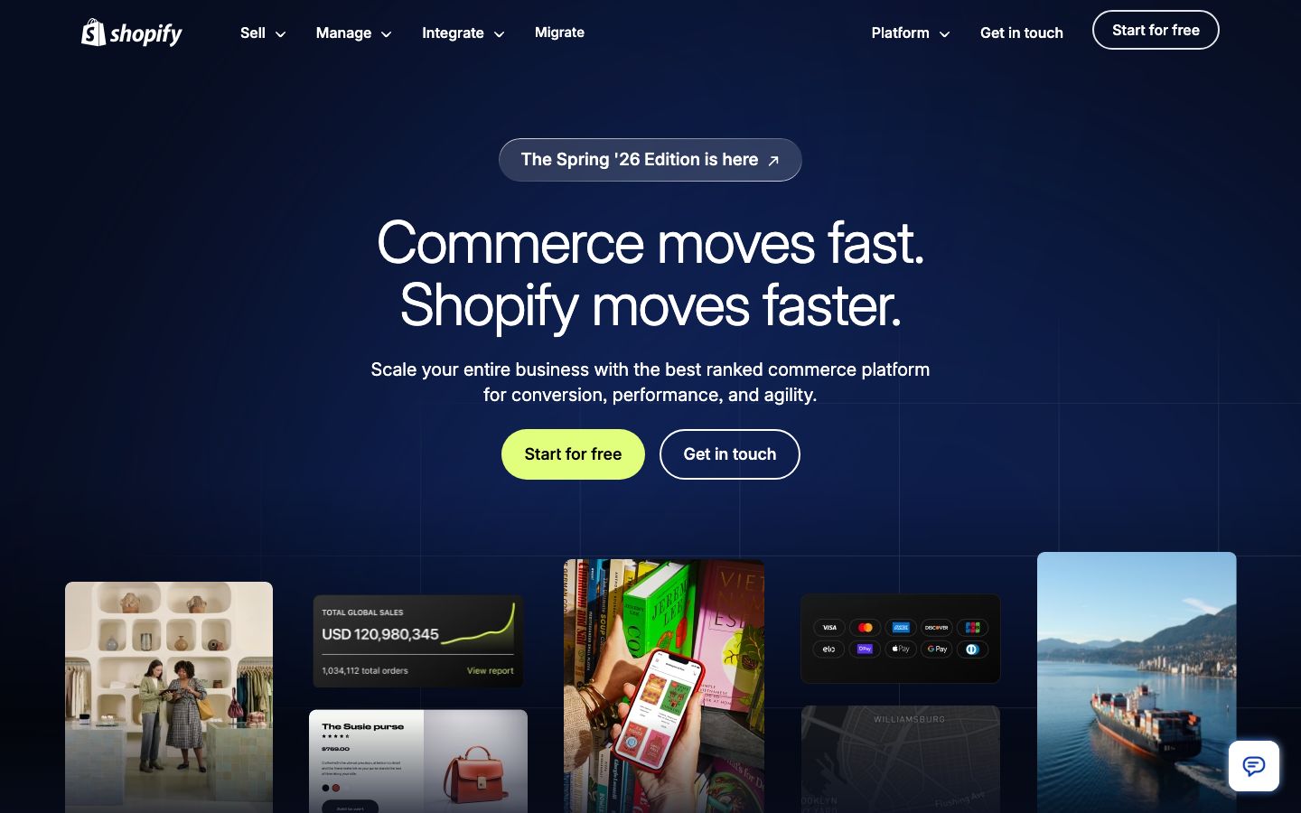 Capture d'écran du site de Shopify Plus